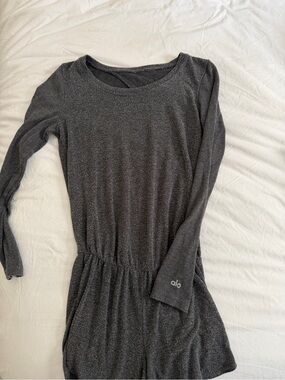 ALO Yoga Charcoal Gray Long-Sleeve Jumpsuit Romper